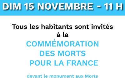 Commémoration des morts pour la France – 15 novembre